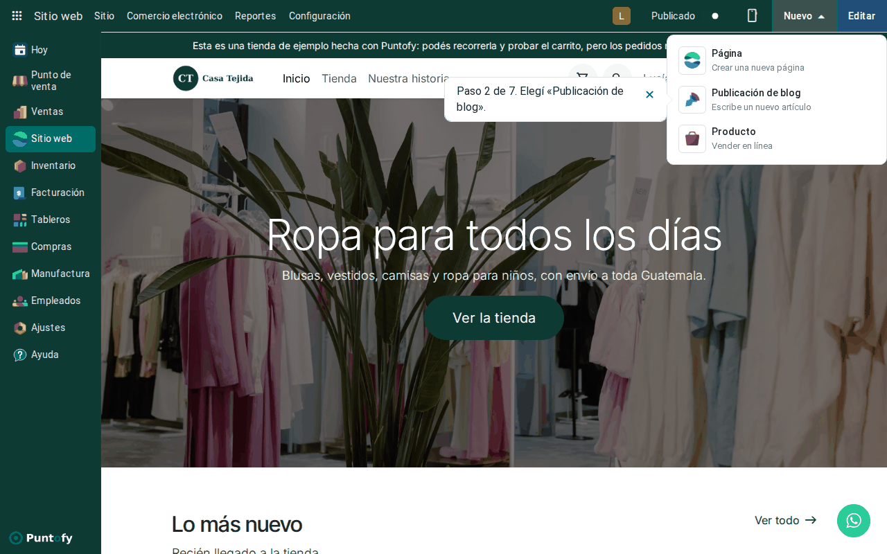 Nuevo y Publicación de blog