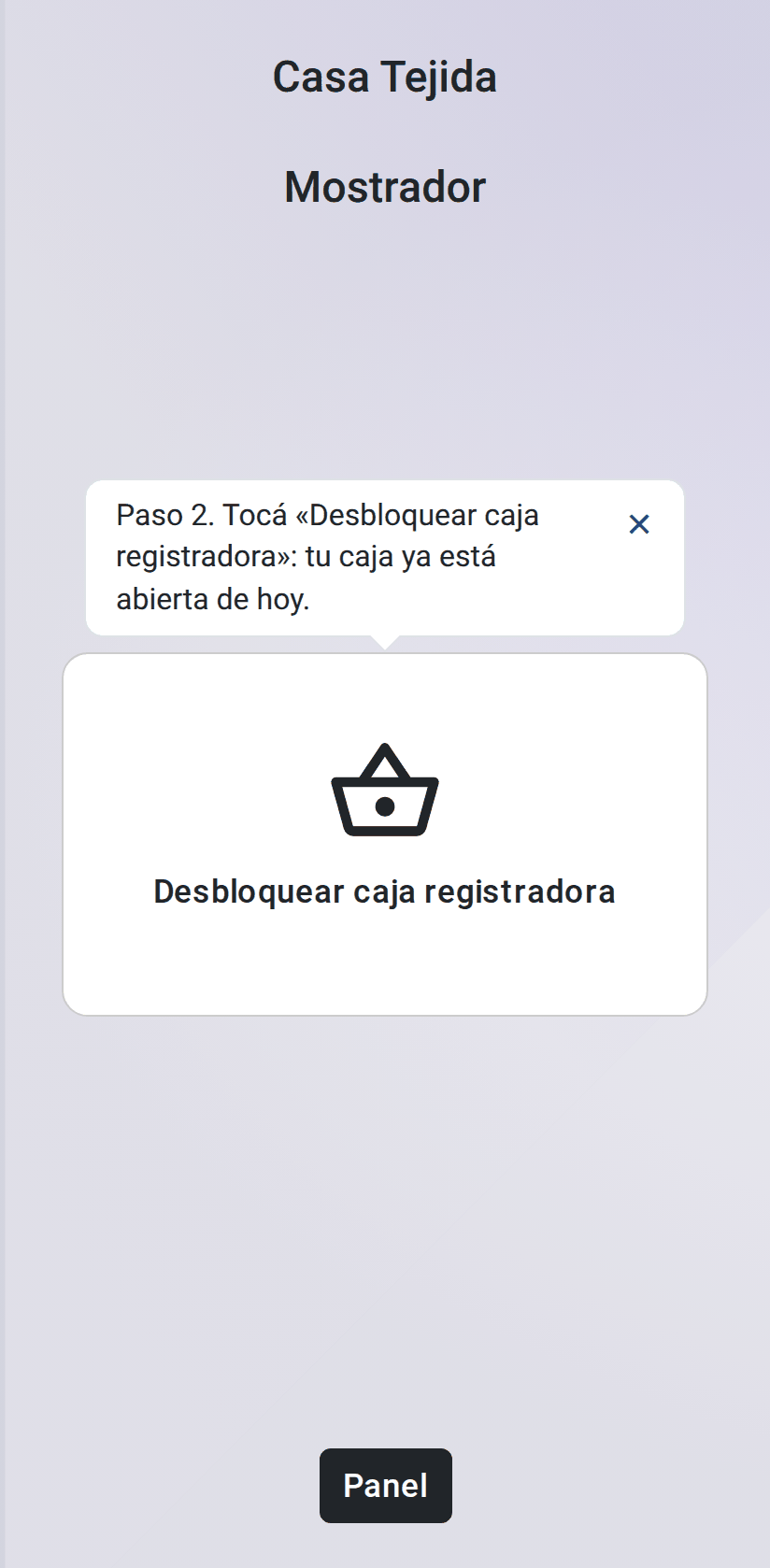 El botón Desbloquear caja registradora
