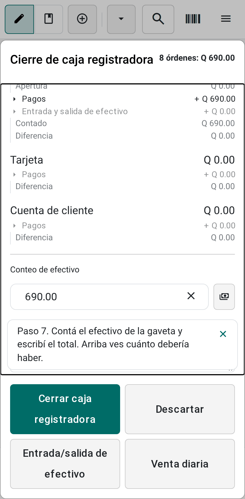 El conteo de efectivo
