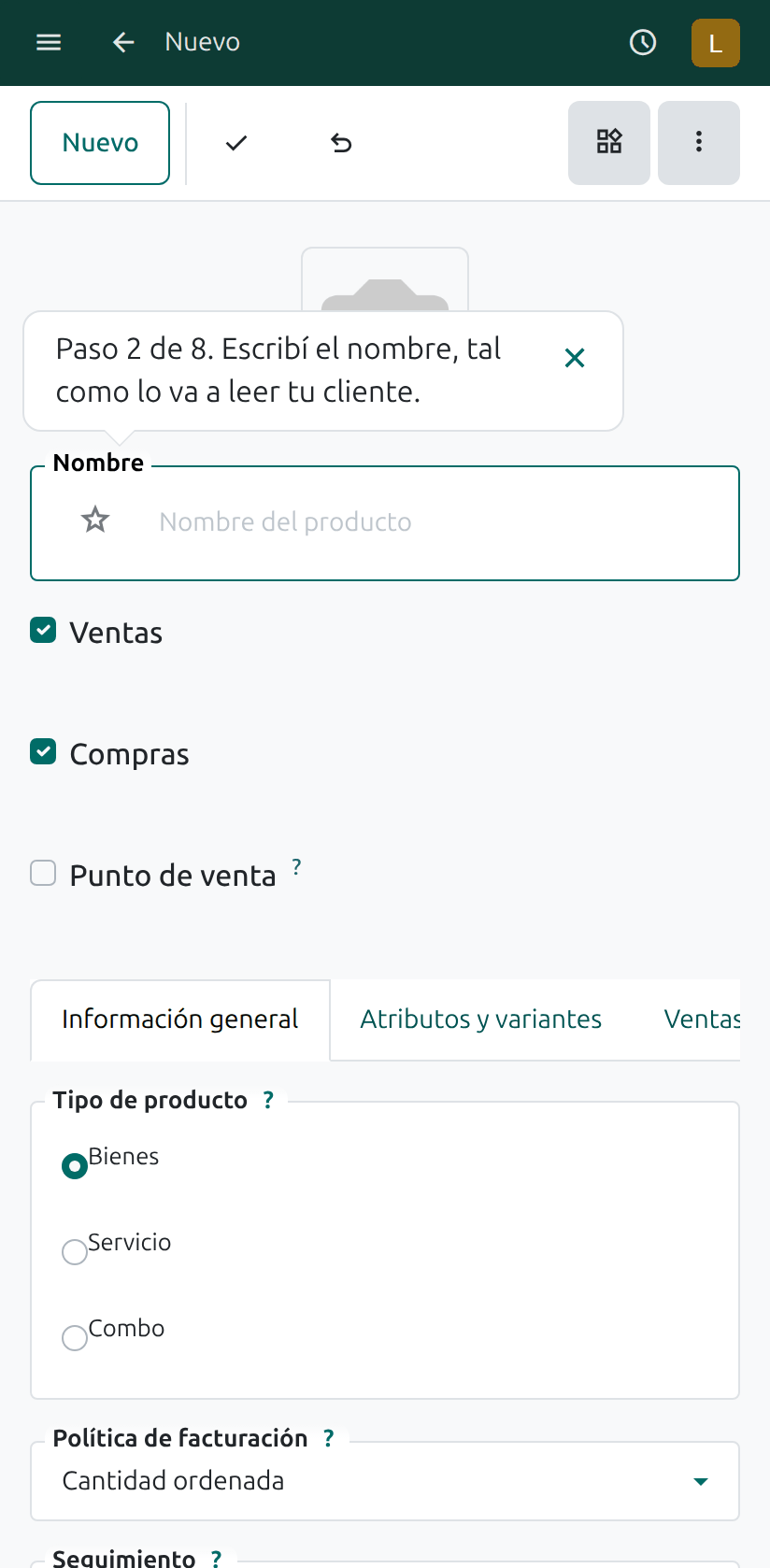 El nombre del producto