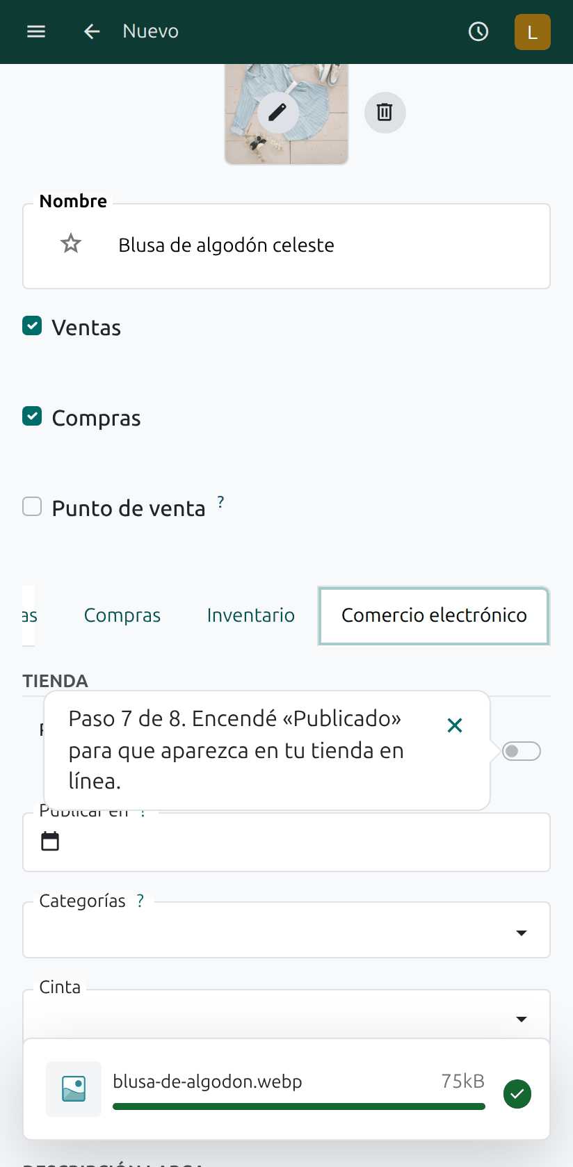 El interruptor Publicado