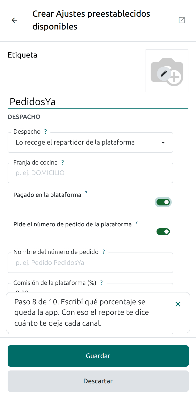 La comisión de la app
