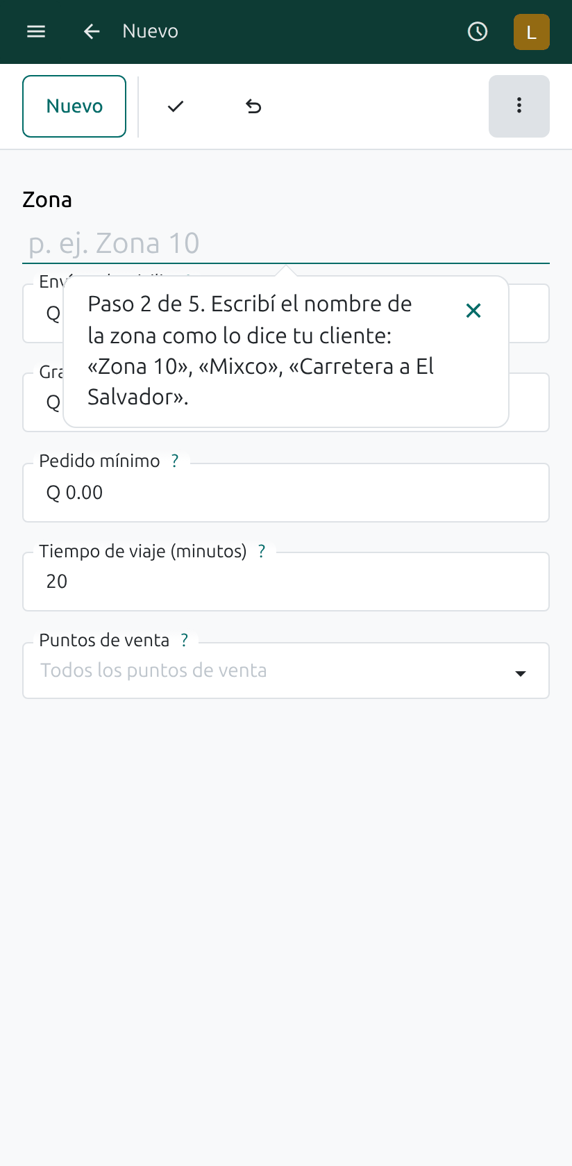 El nombre de la zona