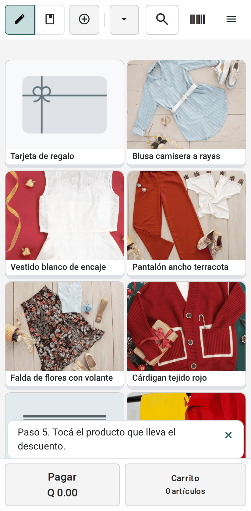 Los productos de la caja