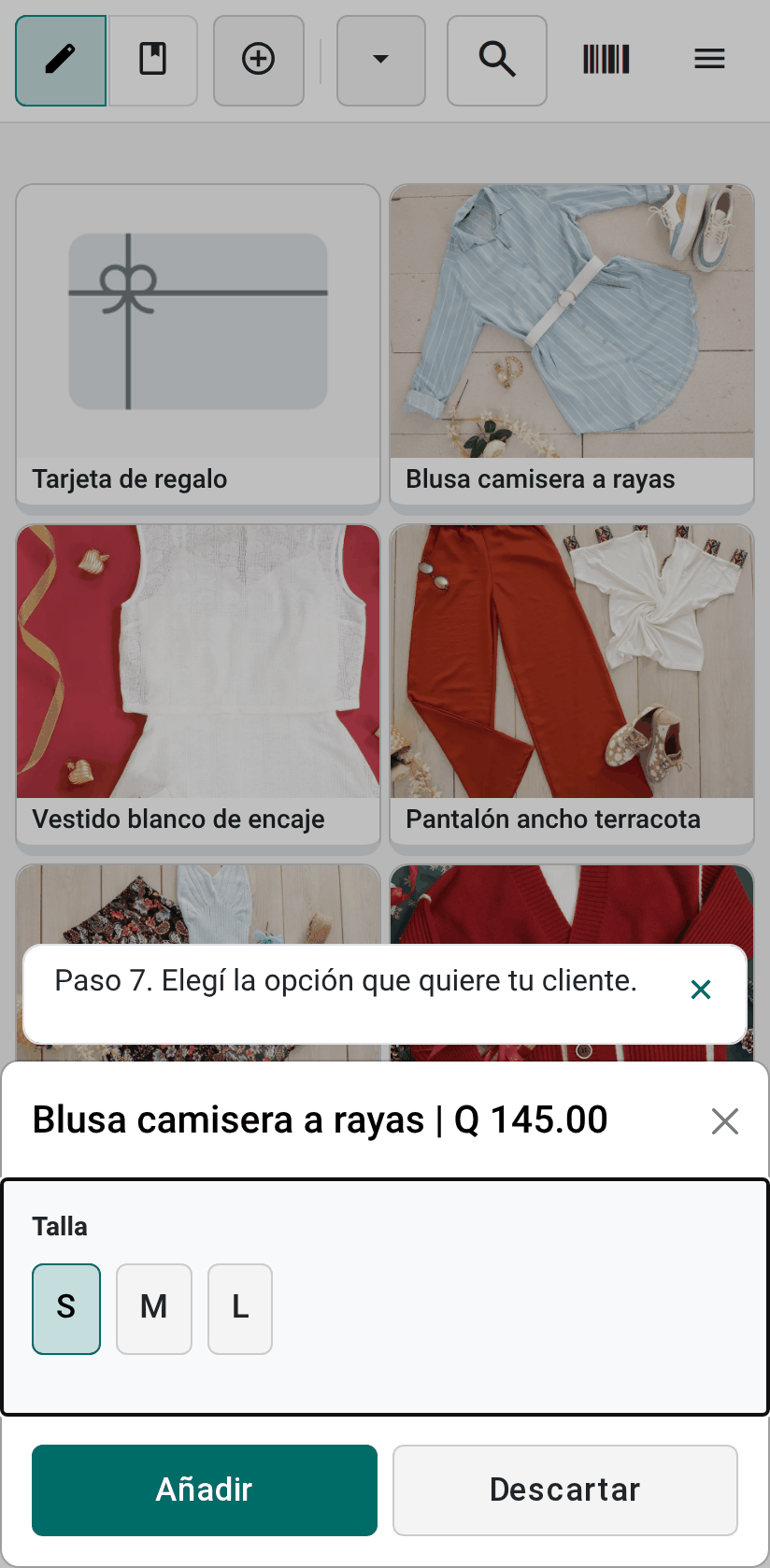 Las opciones del producto