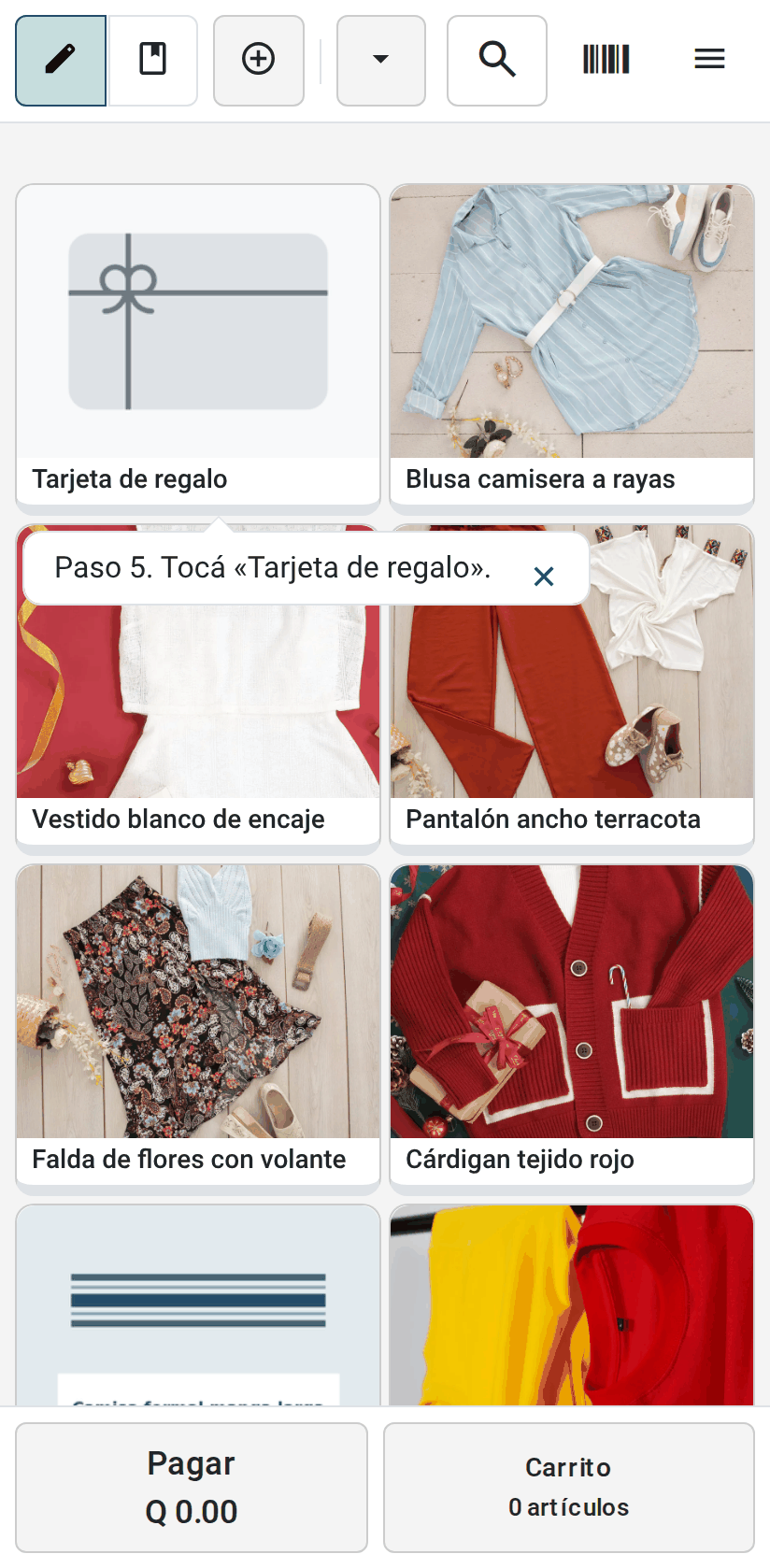La tarjeta de regalo en la caja