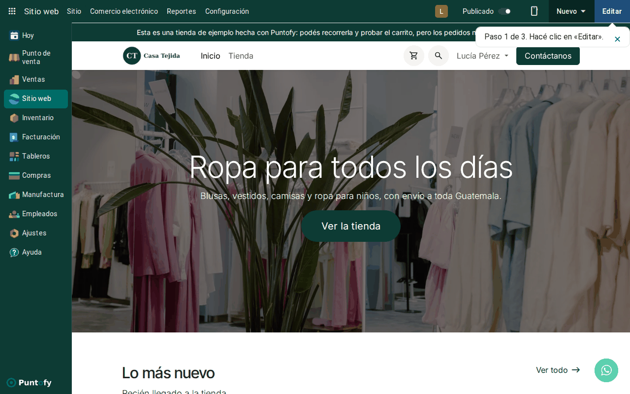El botón Editar