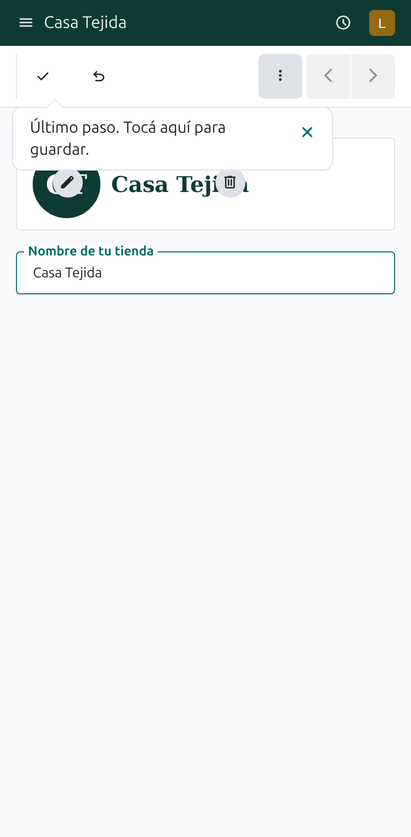 El botón para guardar