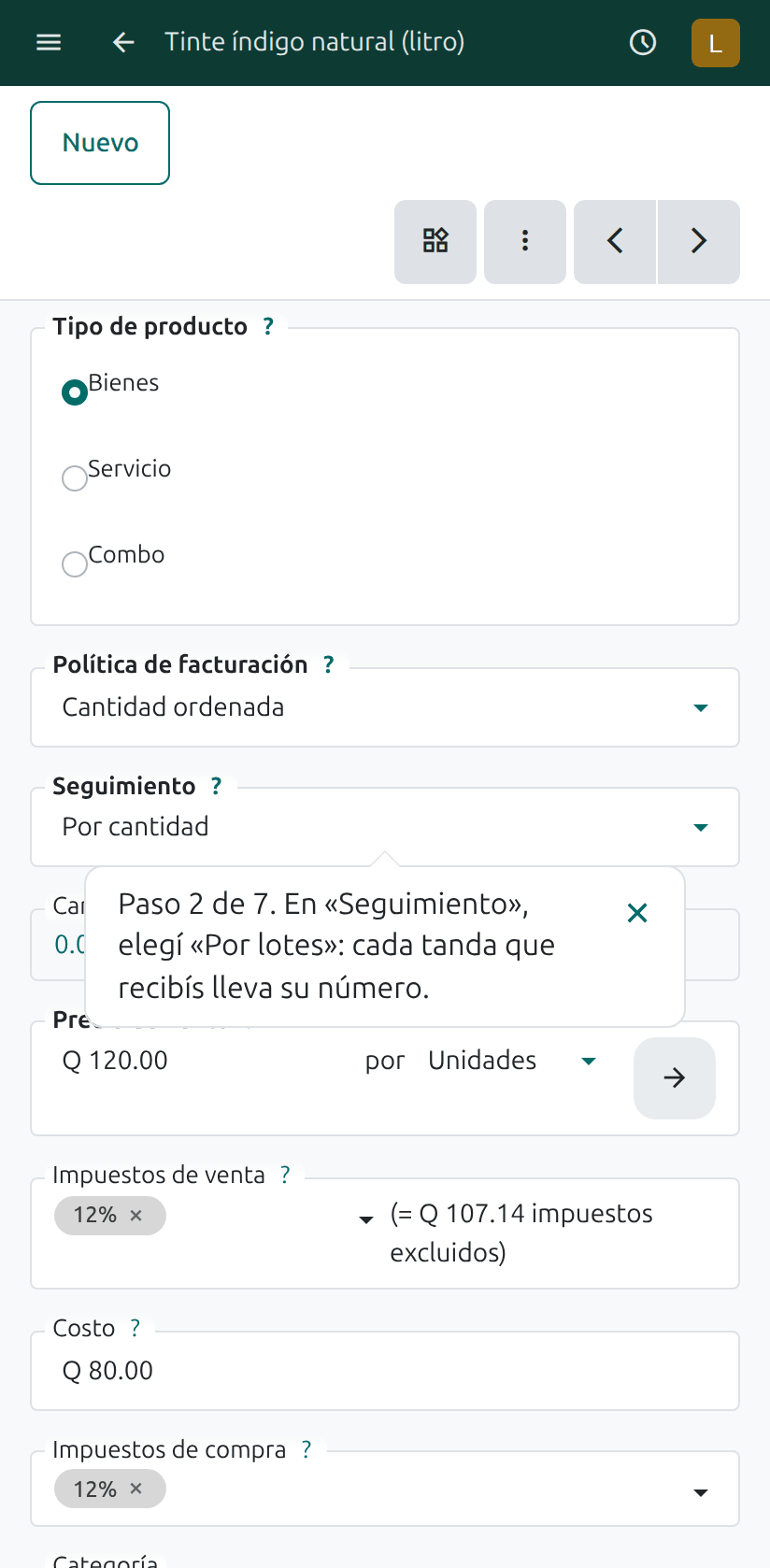 El campo Seguimiento