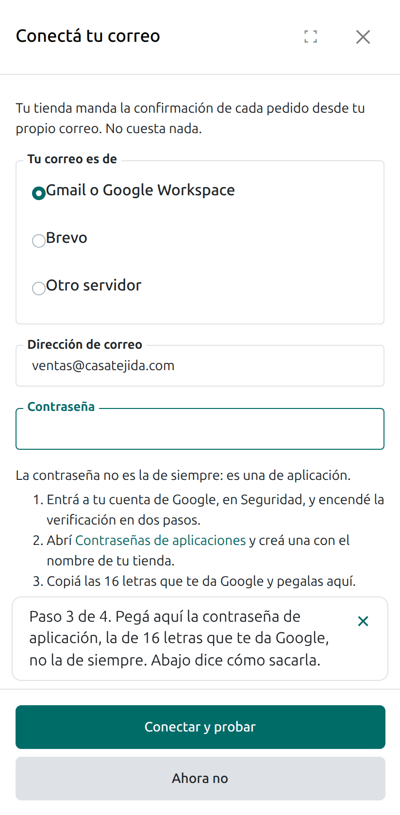 La contraseña de aplicación