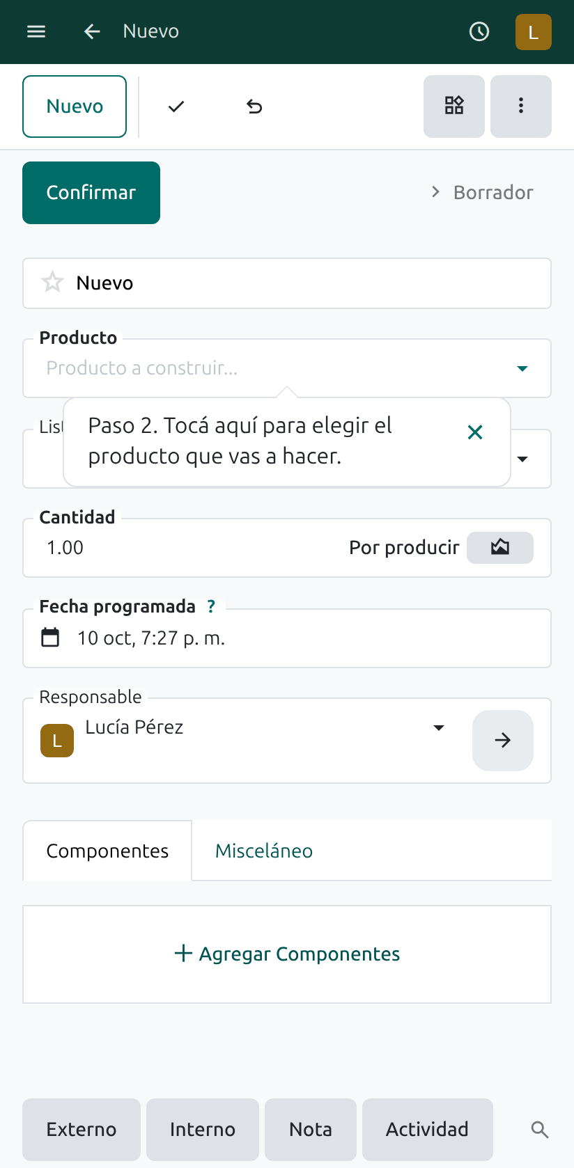 El producto a hacer