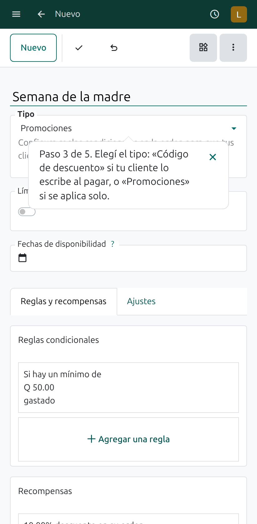El campo del tipo