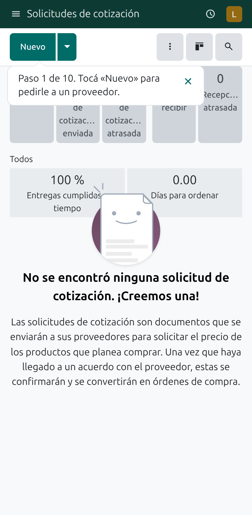 El botón Nuevo
