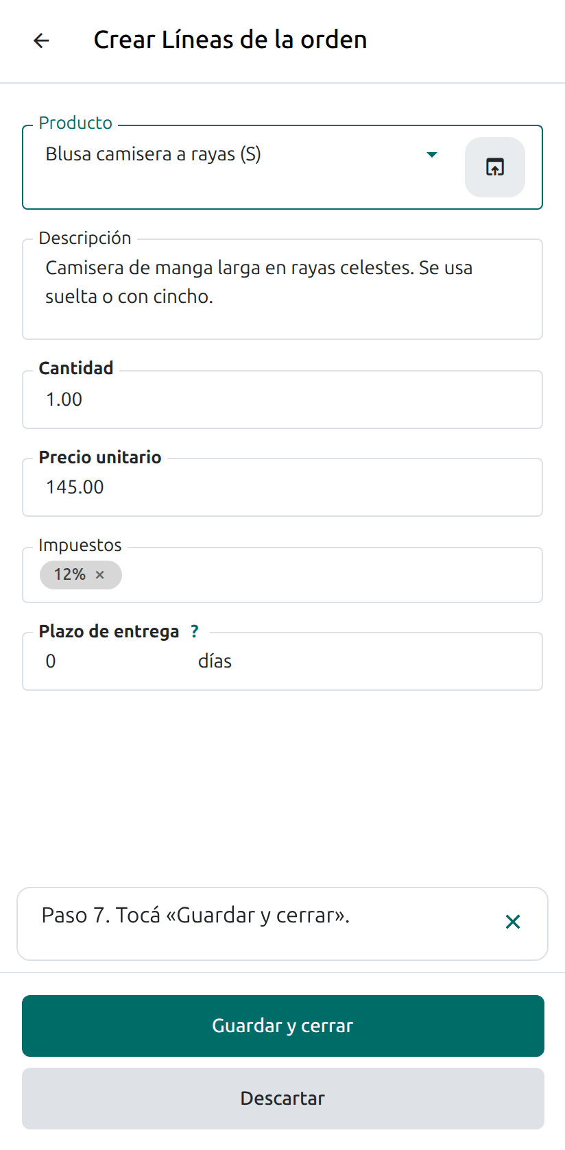 El botón Guardar y cerrar