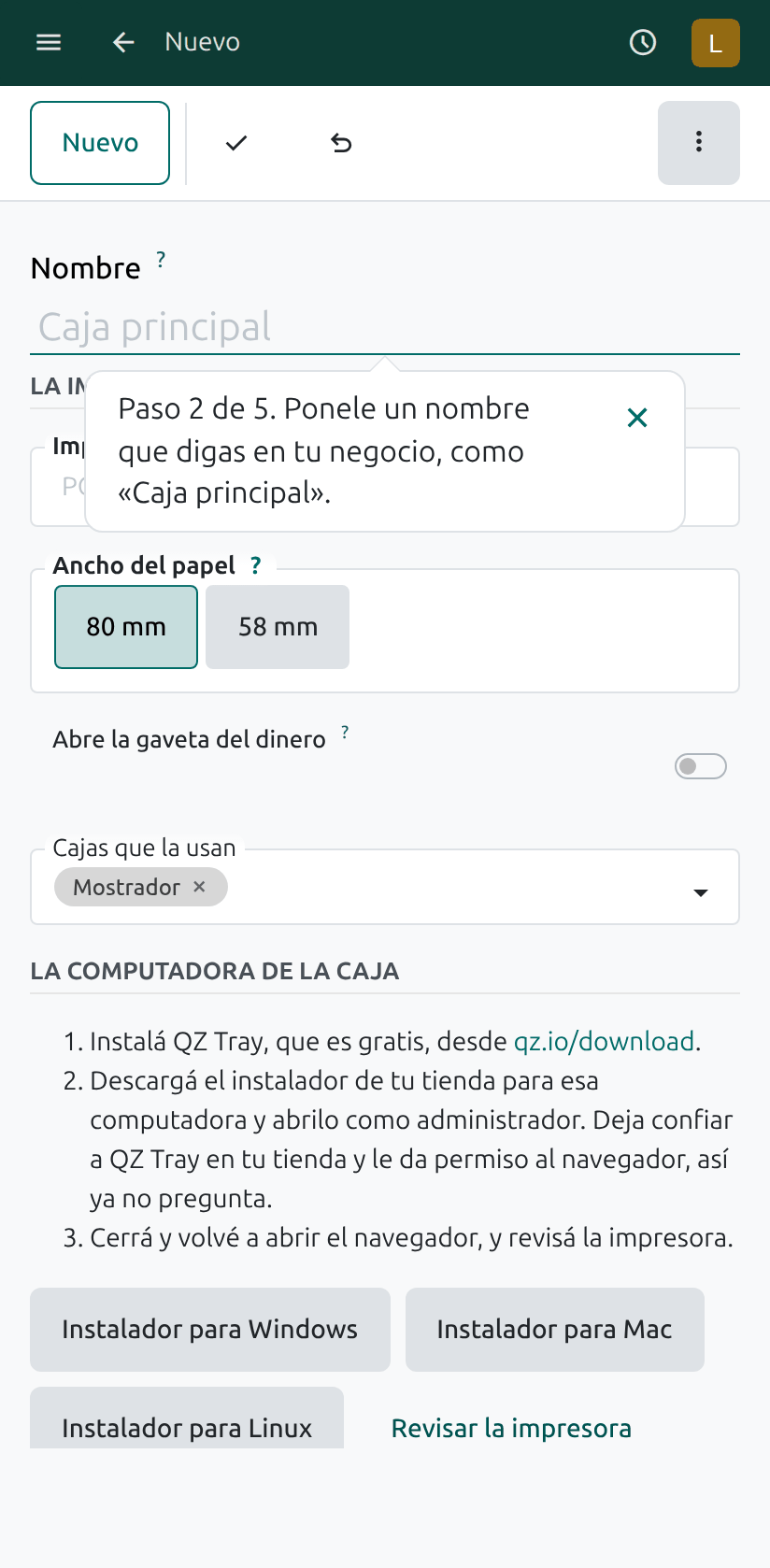 El nombre de la impresora