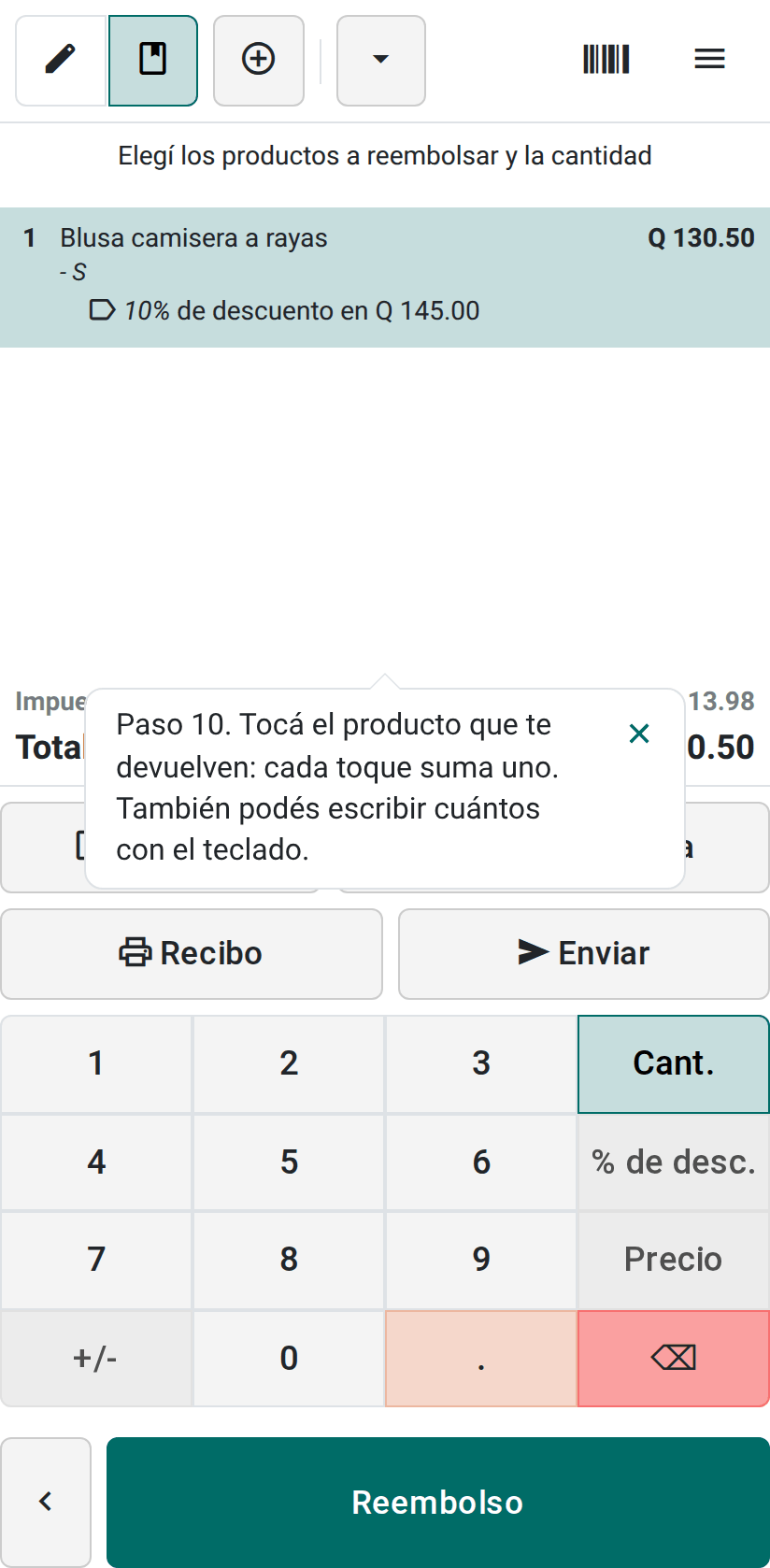El producto que regresa