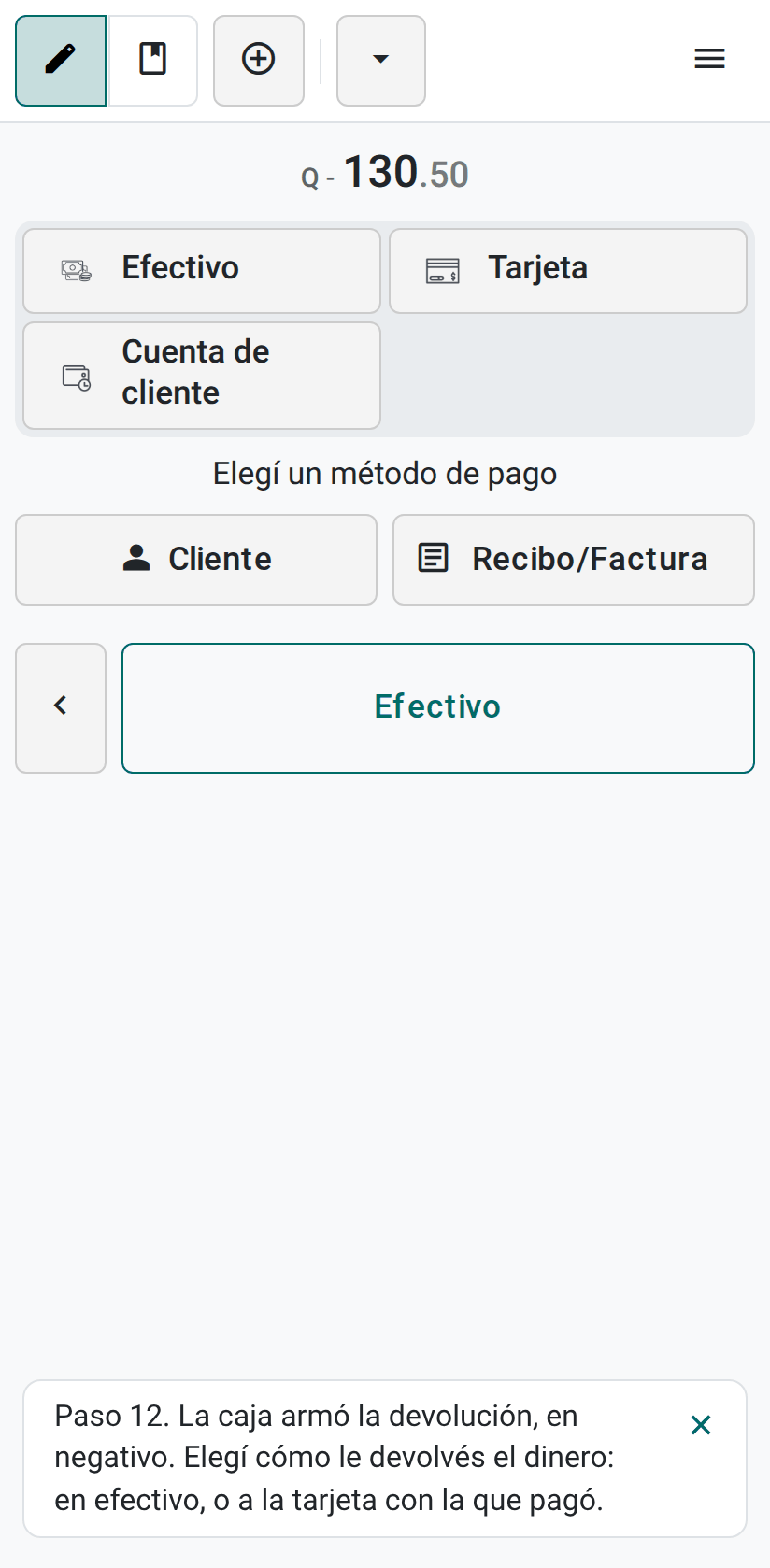 La devolución en negativo