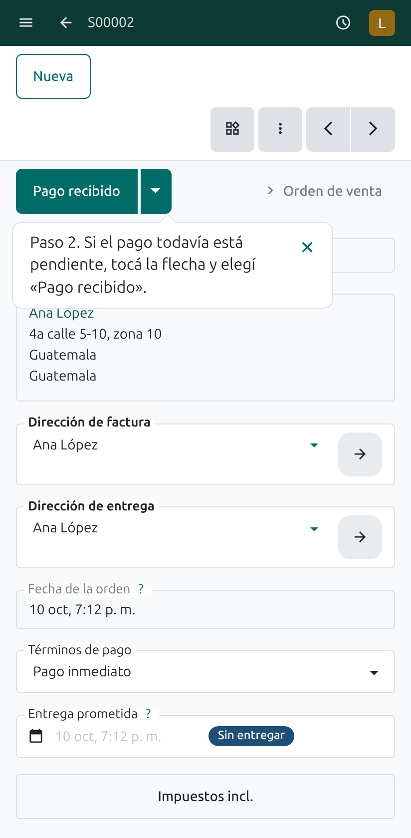 El menú de botones en el teléfono