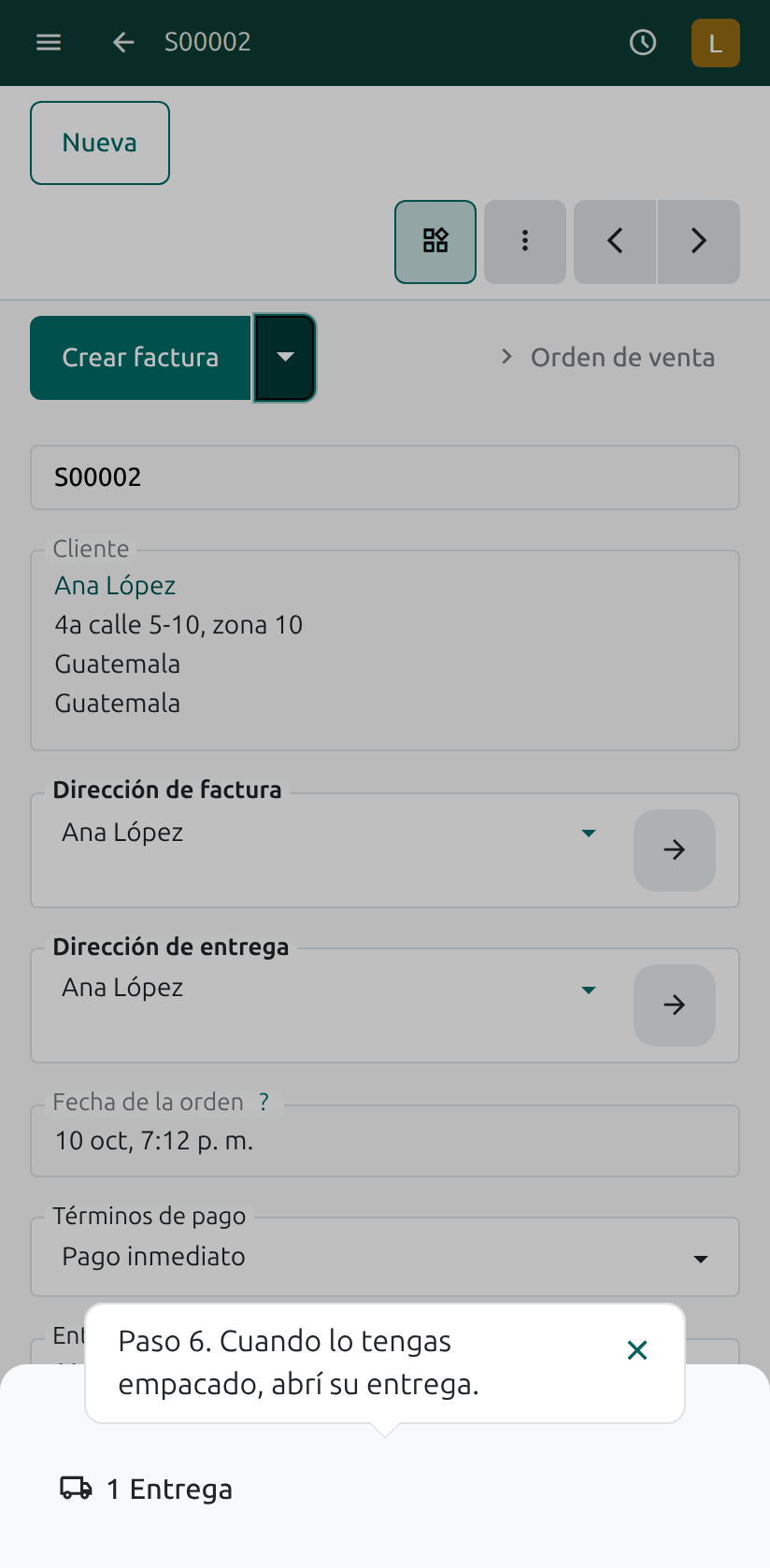 El acceso Entrega