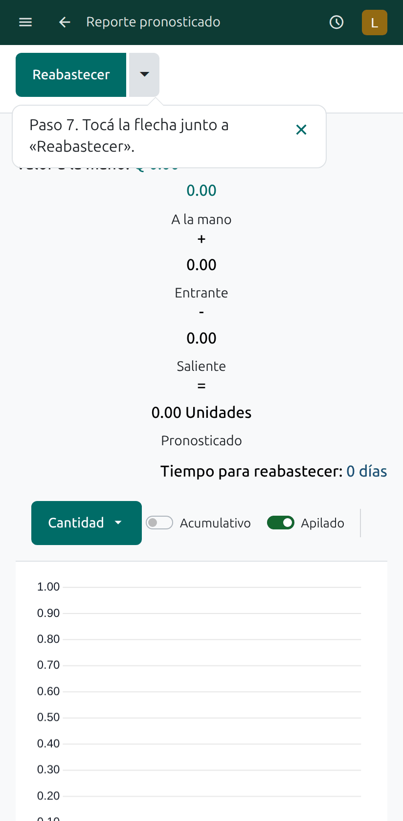La flecha junto a Reabastecer