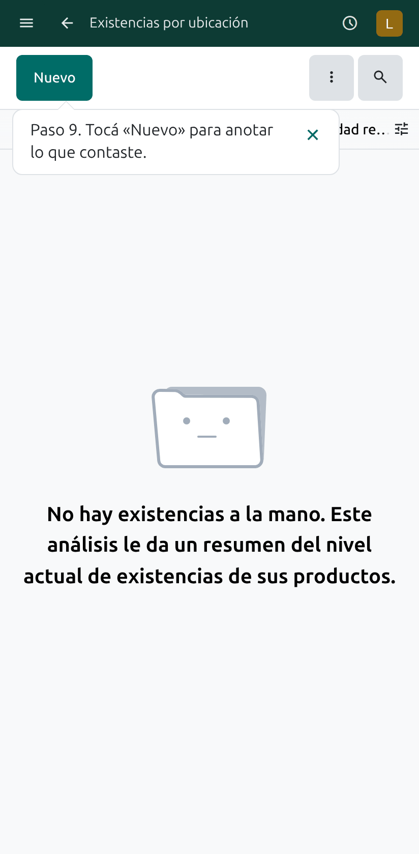 El botón Nuevo