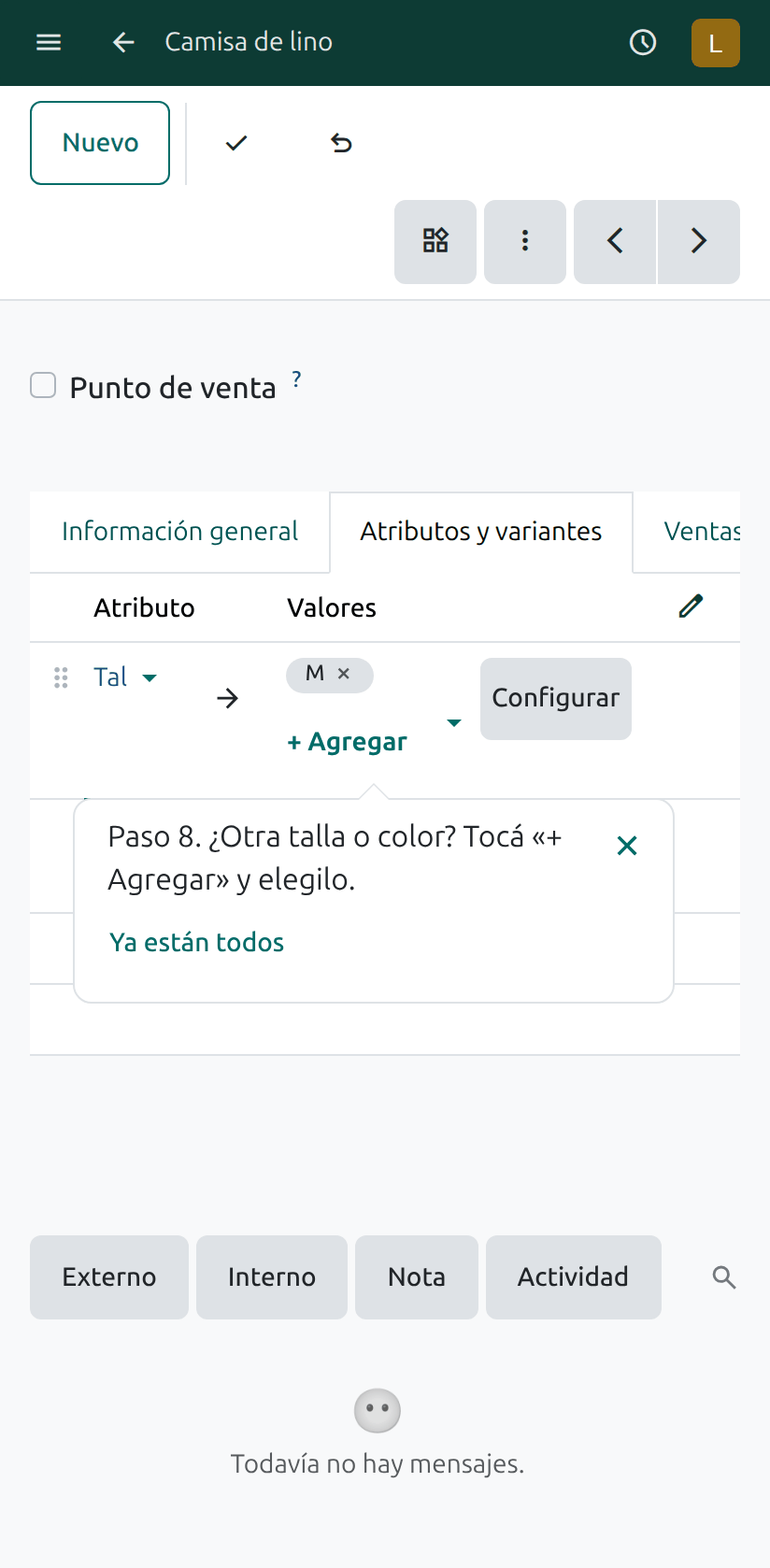 El campo Valores con un valor y «+ Agregar»